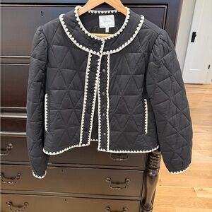 Greylin Black Quilted Puffer Jacket with White Trim